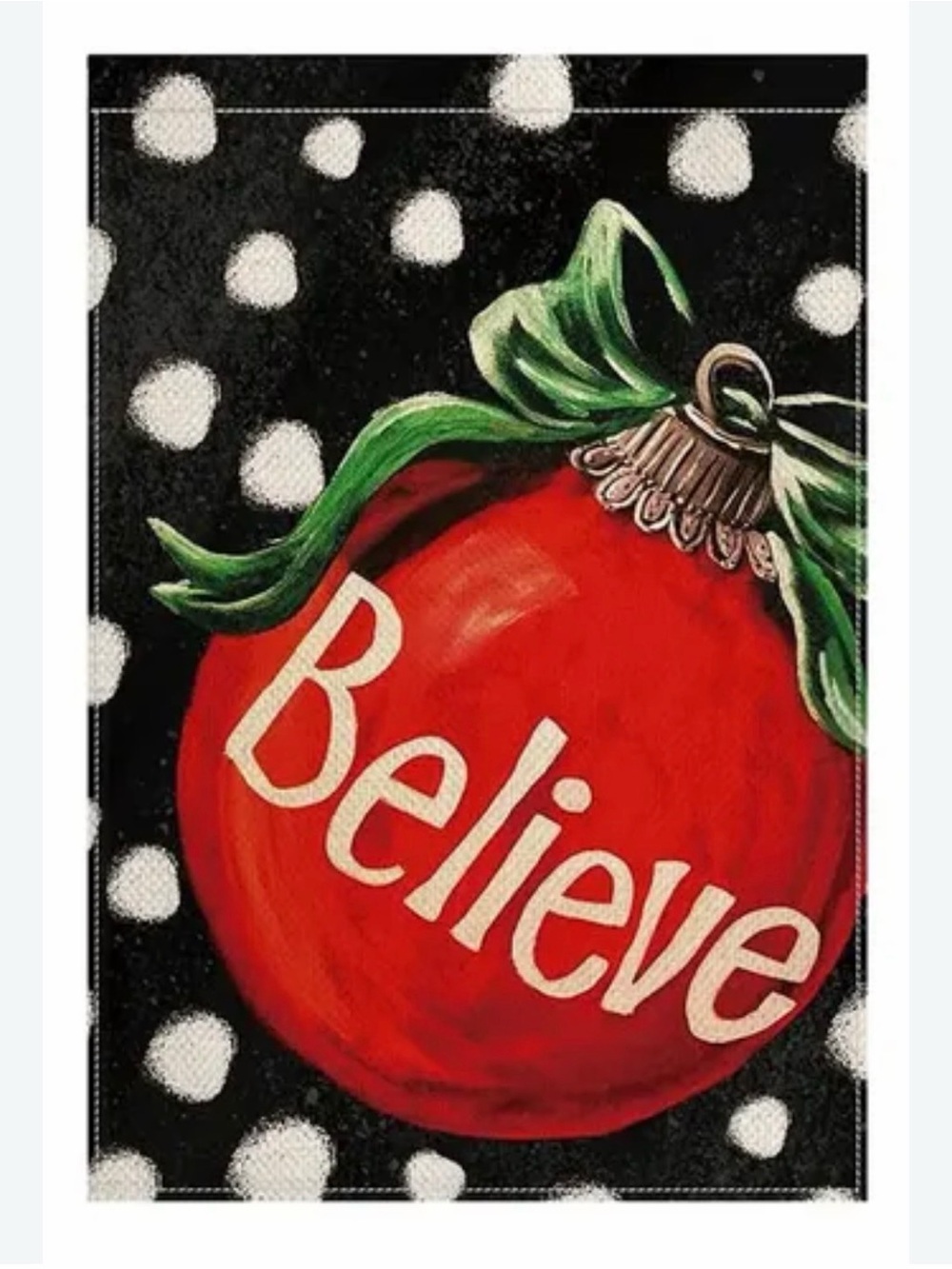 "Believe" Red Ornament Christmas Garden Flag (12" x 18")